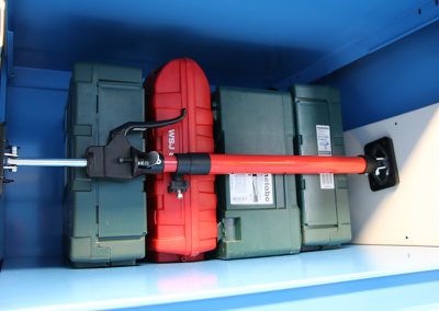 Quick release devices safely stowed in the AWB workshop container